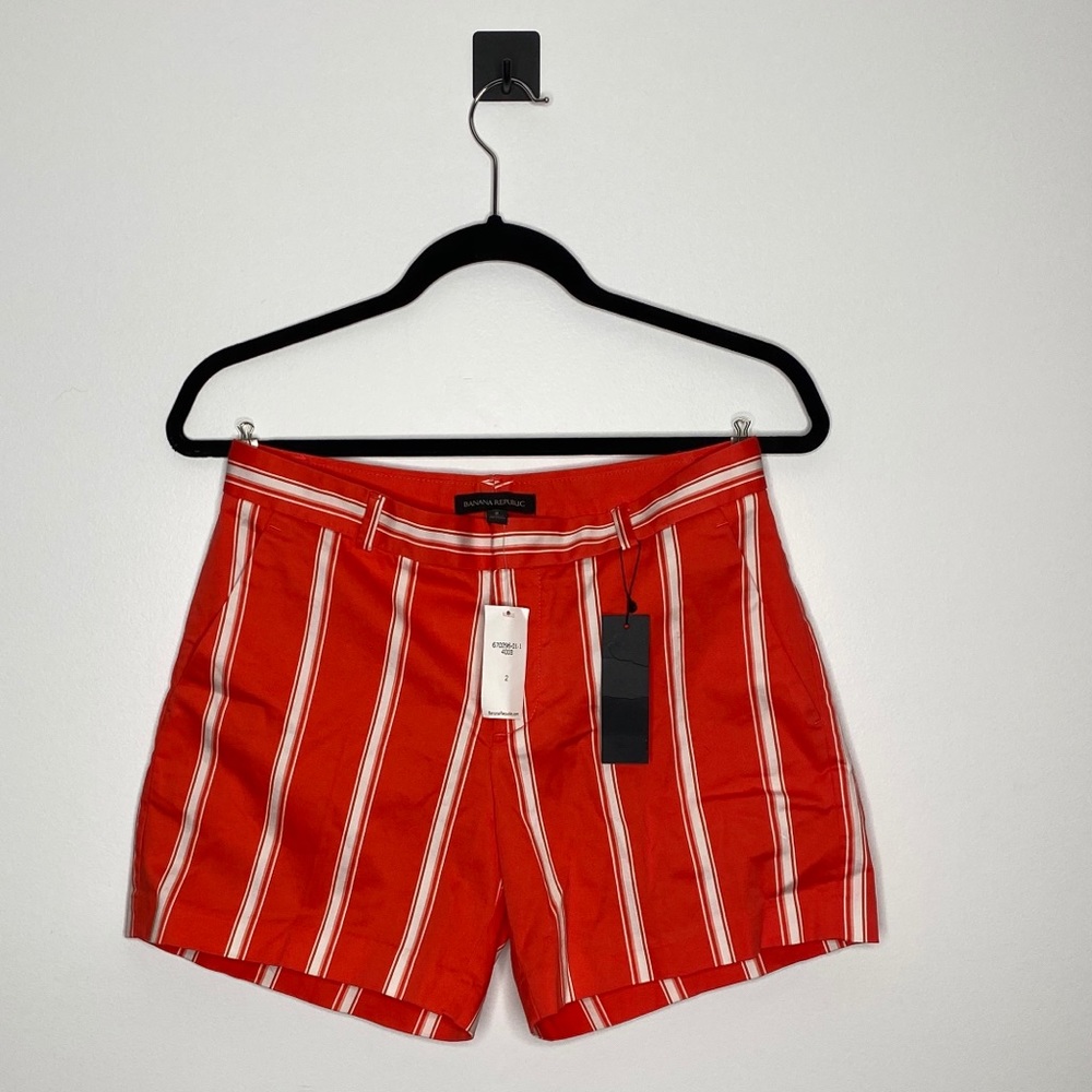 Banana Republic Red Orange Stripe Shorts